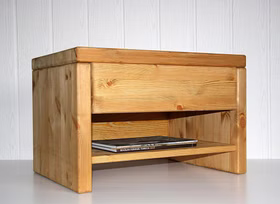 Massivholz Nachtschränke mit Schublade und ablage Easy Sleep 59x45x42cm Kiefernholz massiv gelaugt geölt Casa de mobila Goslar Tjørnbo möbel