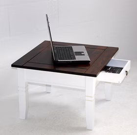 Massivholz Sofatisch mit schublade 65x46x65cm Pappel weiß braun nußbaumfarben Casa de mobila Goslar Massivholz Sofatisch mit schublade 65x46x65cm Pappel weiß braun nußbaumfarben Casa de mobila Goslar