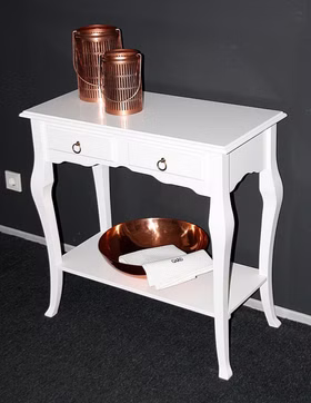 Massivholz Wandtisch mit schubladen und Ablagefach Venezia 79x80x39cm Pappel massiv weiß lackiert Casa de mobila Goslar Massivholz Wandtisch mit schubladen und Ablagefach Venezia 79x80x39cm Pappel massiv weiß lackiert Casa de mobila Goslar