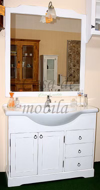 Badmöbel Set 4teilig weiß antik italienische Badezimmermöbel komplett 105cm massiv Holz