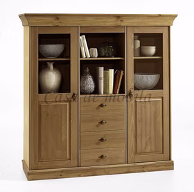 Highboard 143x145x45cm BERGEN Kiefer massiv Massivholz Küchenschrank landhaus 143x145x45cm BERGEN Kiefer massiv Bernsteinfarben lackiert Casa de mobila Goslar