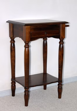 Konsolentisch 49x81x37cm VARESE Pappel nussbaumfarben lackiert hohe Nachttisch mit gedrechselten beinen 49x81x37cm Pappel massiv braun kolonialfarben lackiert Casademobila Goslar