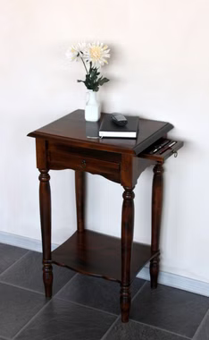 Konsolentisch 49x81x37cm VARESE Pappel nussbaumfarben lackiert Telefontisch mit gedrechselten beinen 49x81x37cm Pappel massiv braun nussbaumfarben lackiert Casademobila Goslar