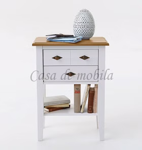 Konsolentisch 58x79x35cm BERGEN Kiefer 2farbig weiß / gelaugt geölt