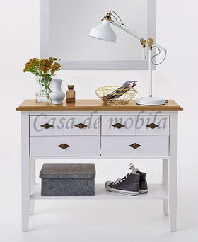 Massivholz Konsolentisch mit schubladen und ablage 102x79x35cm BERGEN Kiefer massiv weiß / gelaugt geölt Casademobila Goslar Massivholz Konsolentisch mit schubladen und ablage 102x79x35cm BERGEN Kiefer massiv weiß / gelaugt geölt Casademobila Goslar