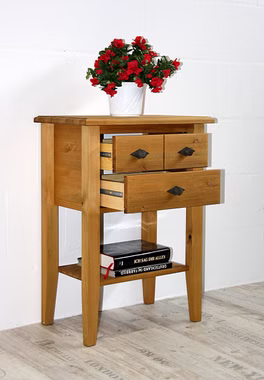 Massivholz Flurtisch mit Ablage und 2 Schubladen 58x79x35cm BERGEN Kiefer massiv gelaugt geölt Casa de mobila Goslar