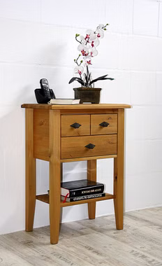 Massivholz Flurtisch mit Ablage und 2 Schubladen 58x79x35cm BERGEN Kiefer massiv gelaugt geölt Casa de mobila Goslar