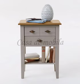 Konsolentisch 58x79x35cm BERGEN Kiefer 2farbig grau / gelaugt geölt