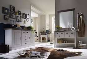 Konsolentisch 102x79x35cm BERGEN Kiefer 2farbig weiß / grau lasiert Konsolentisch 102x79x35cm BERGEN Kiefer 2farbig weiß / grau lasiert