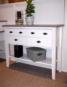 Konsolentisch 102x79x35cm BERGEN Kiefer 2farbig weiß / grau lasiert Konsolentisch 102x79x35cm BERGEN Kiefer 2farbig weiß / grau lasiert
