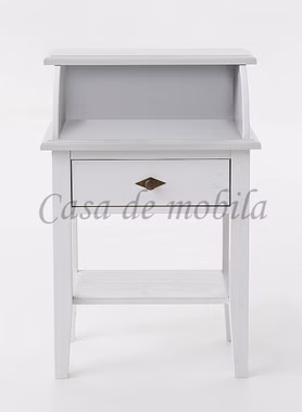 Massivholz Telefonschrank mit Ablage und Schubladen 58x87x35cm BERGEN Kiefer massiv weiß Casa de mobila Goslar