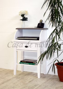 Massivholz konsolentisch klein mit Ablage und schubladen 58x87x35cm BERGEN Kiefer massiv 2-farbig weiß grau Casa de mobila Goslar