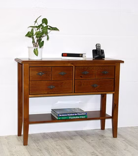 Massivholz Telefontisch mit Schubladen 102x79x35cm BERGEN Kiefer massiv Goldbraunfarben lackiert Casademobila Goslar