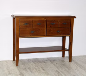 Massivholz TV-tisch mit Schubladen 102x79x35cm BERGEN Kiefer massiv Bernsteinfarben lackiert Casademobila Goslar