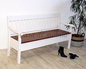 Truhenbank 169x93x46cm BOSTON Kiefer 2farbig weiß bernstein