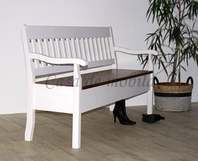 Truhenbank 169x93x46cm BOSTON Kiefer 2farbig weiß bernstein