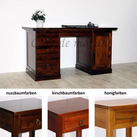 Massivholz Schreibtisch 150x78x75cm TOSCANA braun kolonial,kirschbaumfarbe,honig bernsteinfarbe casademobial