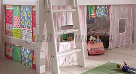 Vorhang 4teilig für Hochbett INFANSKIDS TOBYKIDS halbhoch Butterfly Streifen