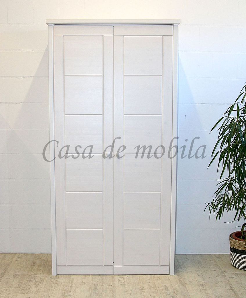 Kleiderschrank 113x224x62cm Mobila Casa massiv | de 2türig lasiert RAUNA Kiefer weiß