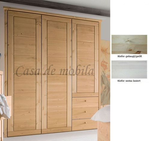 Kleiderschrank mit Schubladen 163x224x62cm RAUNA 3türig Kiefer massiv |  Casa de Mobila