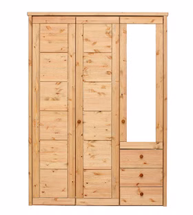 Massivholz Kleiderschrank mit Schubladen und Spiegel 163x224x62cm RAUNA 3türig Kiefer massiv gelaugt geölt Casa de mobila Goslar