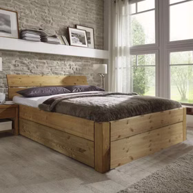 Massivholz Schubladenbett 160x200 höhe 45 cm EASY SLEEP Kiefer massiv gelaugt geölt casademobila Goslar