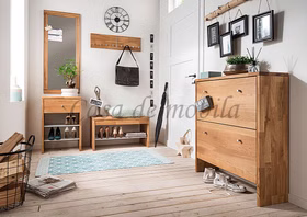 Massivholz Schuhkipper 82x95x27cm GOMMA eiche massiv natur geölt Casa de mobila Goslar