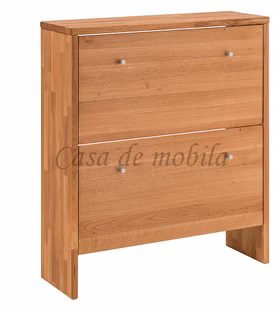 Massivholz Schuhschrank mit klapptüren 82x95x27cm GOMMA Wildeiche massiv natur geölt Casa de mobila Goslar