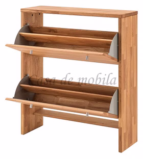 Massivholz Schuhkommode mit klapptüren 82x95x27cm GOMMA Wildeiche massiv natur geölt Casa de mobila Goslar
