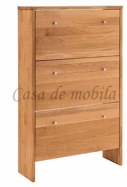 Massivholz Schuhschrank mit 3 Klappen Gomma 82x133x27cm Wildeiche massiv natur geölt Casa de mobila Goslar