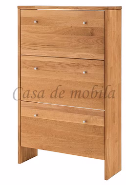 Massivholz Schuhkommode mit 3 Klappen Gomma 82x133x27cm Wildeiche massiv natur geölt Casa de mobila Goslar