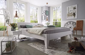 Massivholz Doppelbett Easy Sleep 180x200x39cm Kiefer massiv weiß lackiert holzbeine eckig konisch Casademobila Goslar