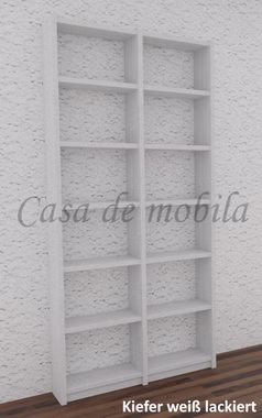 Massivholz Standregal schmaler Regal 92x197x21cm CONTRA Kiefer massiv weiß von Casa de mobila Goslar
