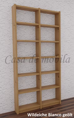 Massivholz Standregal schmaler Regal 92x197x21cm CONTRA Wildeiche massiv Bianco geölt von Casa de mobila Goslar