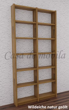 Massivholz Standregal schmaler Regal 92x197x21cm CONTRA Wildeiche massiv natur geölt von Casa de mobila Goslar