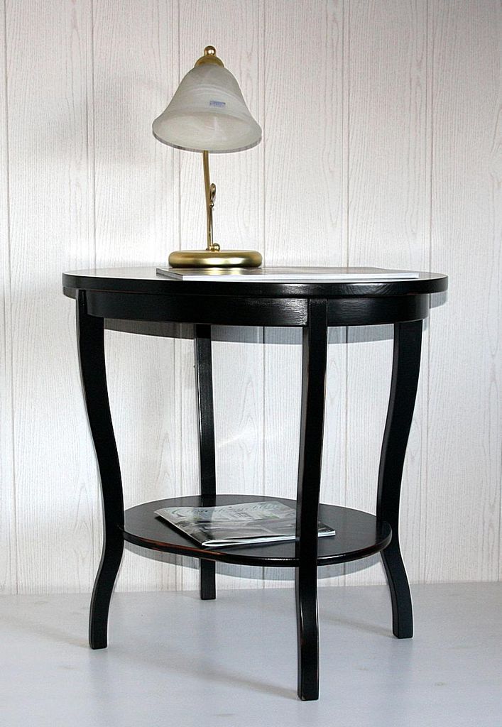 Massivholz Tisch Beistelltisch Teetisch oval 57 Holz massiv schwarz Vintage Massivholz Tisch Beistelltisch Teetisch oval 57 Holz massiv schwarz Vintage