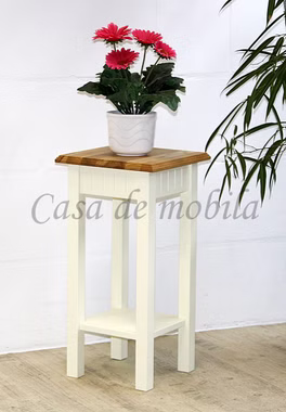Massivholz Blumentisch mit Ablage Höhe 60 cm NORDIC HOME Kiefer massiv champagner Wildeiche geölt casademobila Goslar