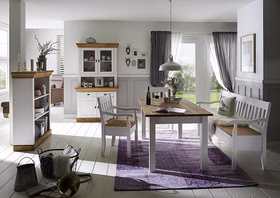 kleine Esszimmer-Kommode 108x85x45cm BERGEN Kiefer massiv 2farbig weiß / gelaugt geölt