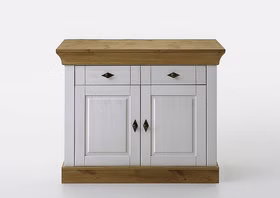 Kommode klein BERGEN 108x85x45cm kiefer massiv 2farbig weiß gelaugt geölt Casa de mobila Goslar