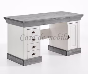 Schreibtisch 143x77x65cm BERGEN Kiefer 2farbig weiß / grau lasiert Schreibtisch 143x77x65cm BERGEN Kiefer 2farbig weiß / grau lasiert