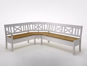 Eckbank mit stauraum 213x93x170cm FJORD Kiefer massiv weiß lasiert / gelaugt geölt Casa de mobila Goslar