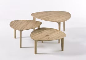 massivholz Wohnzimmertische Dreieckige Set 3teilig CAMILLA Wildeiche massiv natur geölt casademobila Goslar