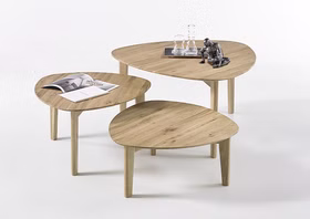 massivholz couchtische dreieckig Set 3teilig CAMILLA wildeiche massiv natur geölt casademobila Goslar