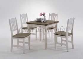 Esszimmerstühle 44x92x45cm KRISTEL Kiefer massiv weiß / graufarben lackiert von Casa de mobila Goslar
