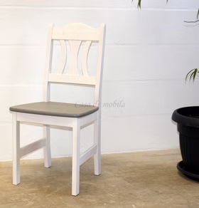 Küchenstuhl 44x92x45cm KRISTEL Kiefer massiv weiß, graufarben lackiert von Casa de mobila Goslar