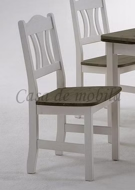 Stuhl 44x92x45cm KRISTEL Kiefer massiv 2farbig weiß / grau lackiert von Casademobila Goslar
