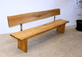 Massivholz Bank mit Lehne 240x92x49cm ZINGST Baumkante Wildeiche massiv natur geölt Casa de mobila Goslar