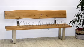 Bank mit Lehne 260x92x49 cm Zingst eichenholz massiv geölt Baumkante Metallfuß U Casa de mobila Goslar Sitzbank mit Lehne 260x92x49 cm Zingst Wildeiche massiv geölt Baumkante Metallfuß U Casa de mobila Goslar