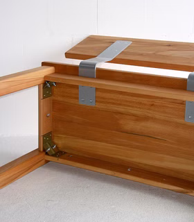 Vollholz Bank mit Holzlehne TREVA 120x83x53cm Kernbuche natur geölt Wimmer Casa de Mobila 