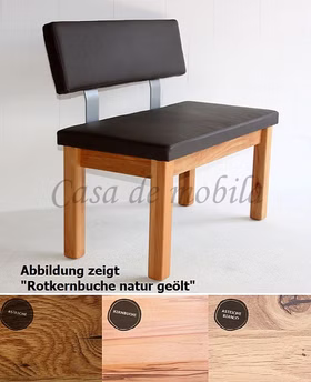 Bank mit lehne 140x83x53cm TREVA Leder gepolstert Sitzbank mit Lehne 140x83x53cm TREVA Leder gepolstert Massivholz von Casa de mobila Goslar